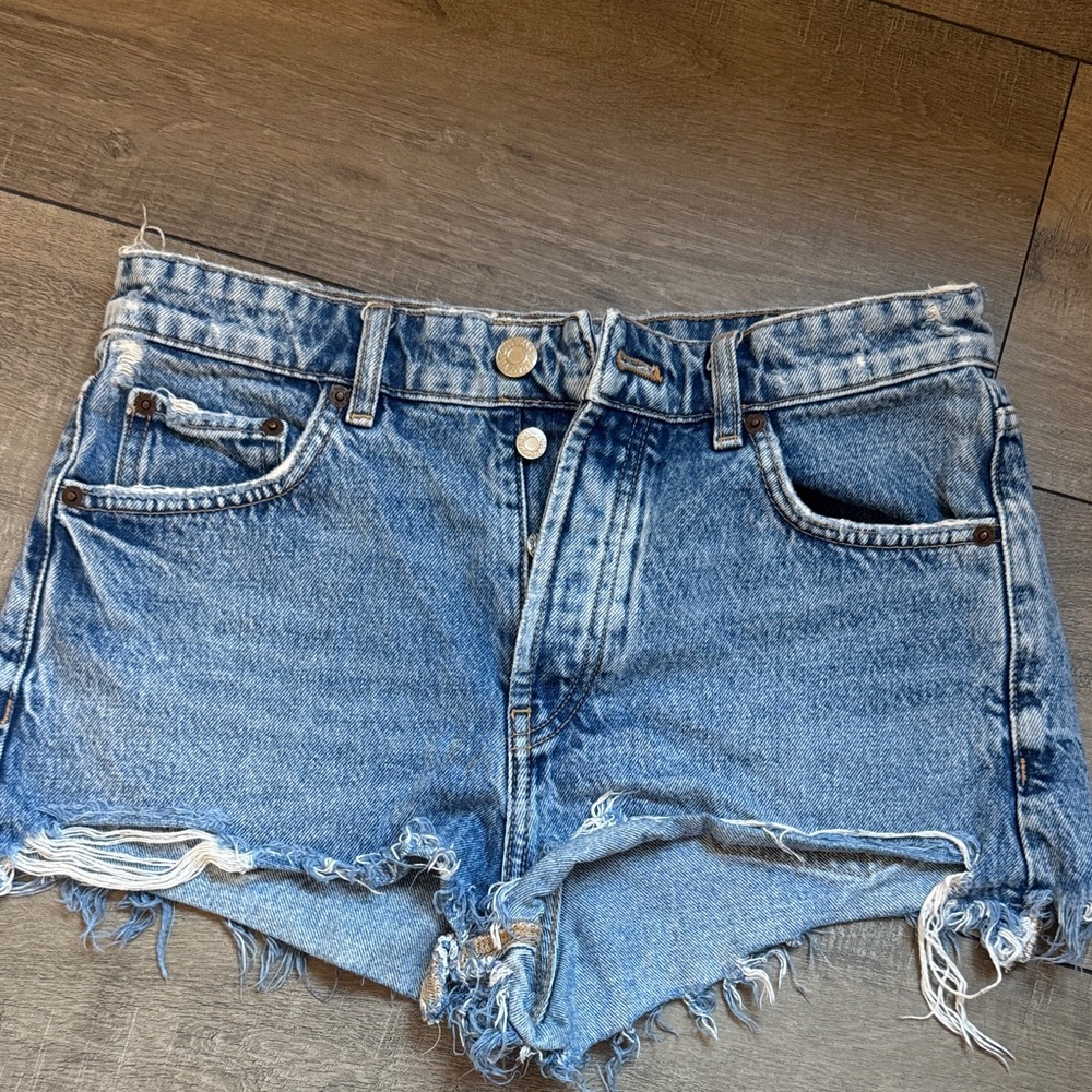 Zara Distressed Blue Jean Shorts